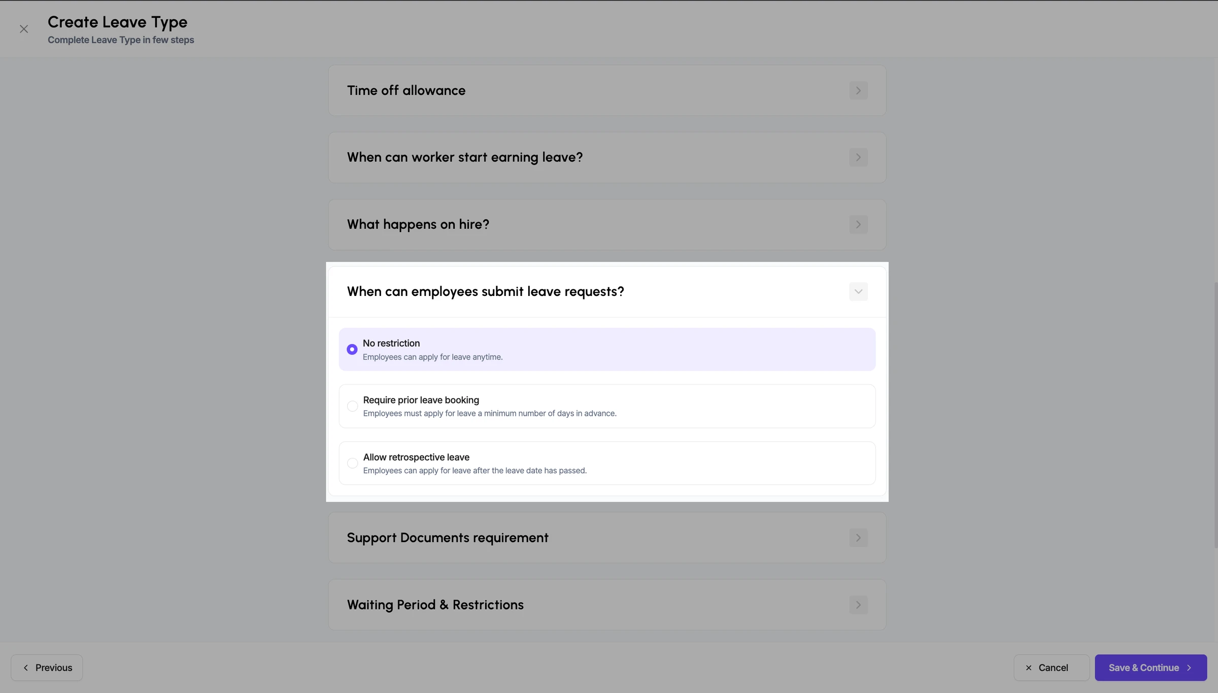 Leave Request Timing – New Configuration Options