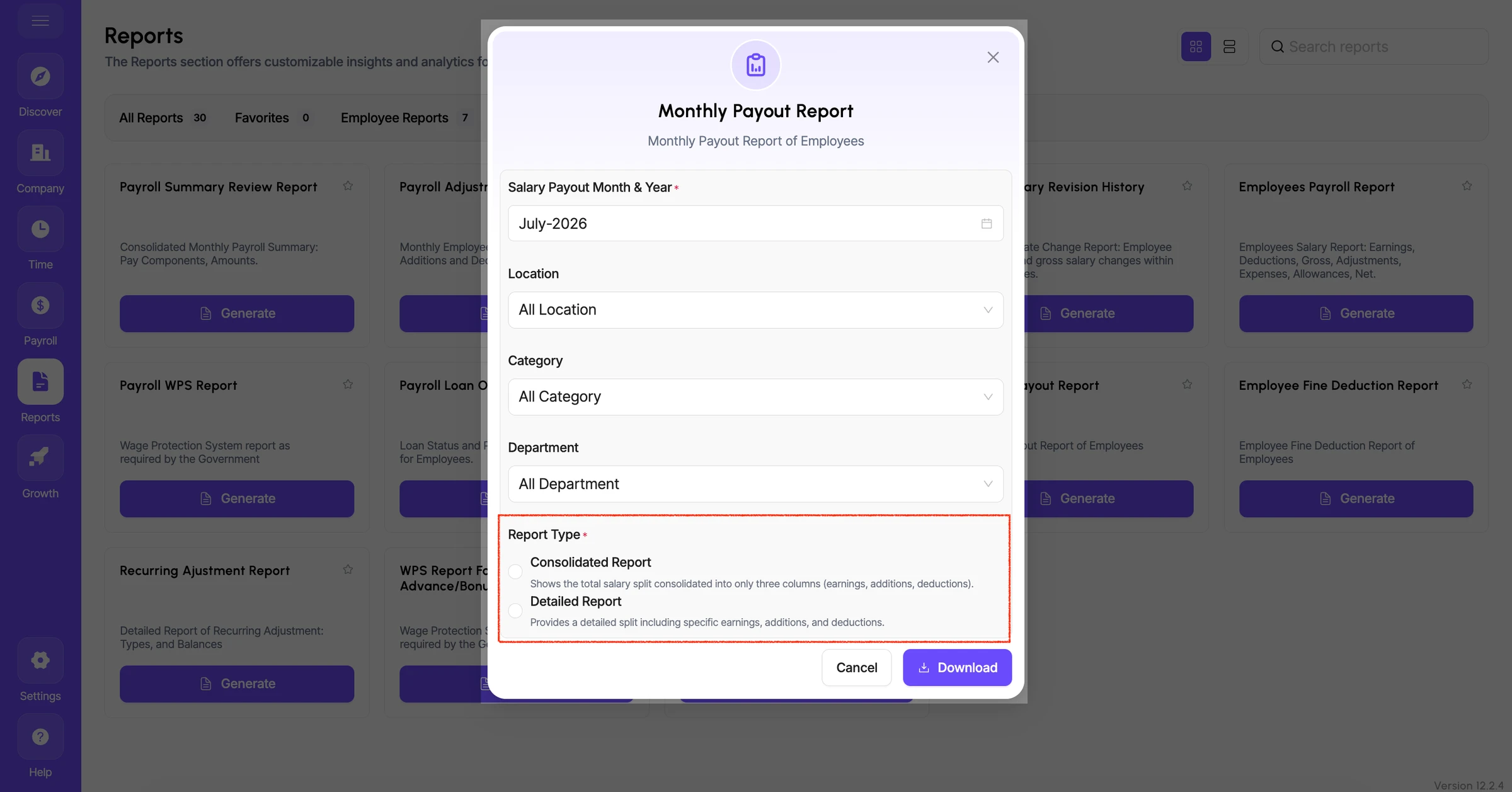 Monthly Payout Report – Consolidated & Detailed Views